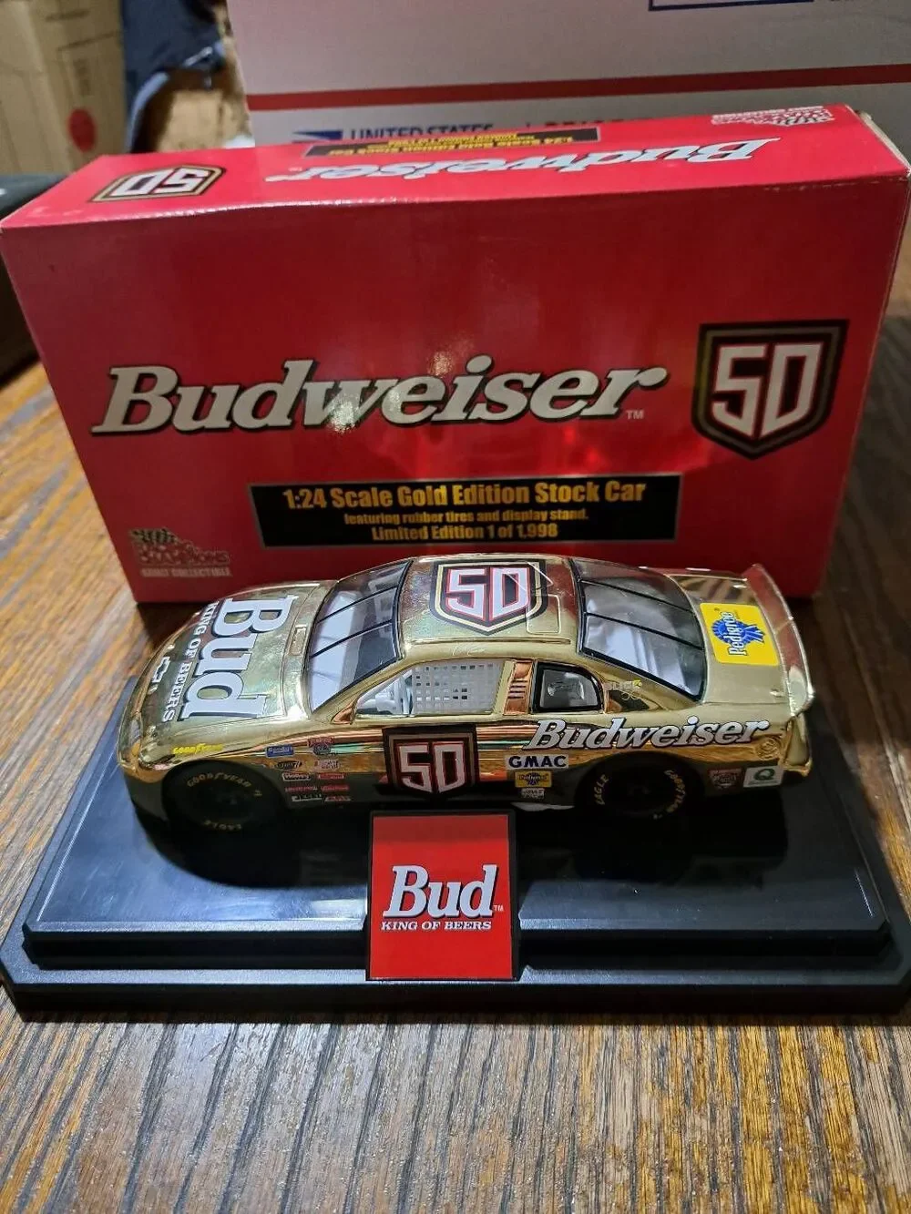 Vintage 98 Racing Champions Gold Ricky Craven #50 Bud Die Cast Nascar Race Car